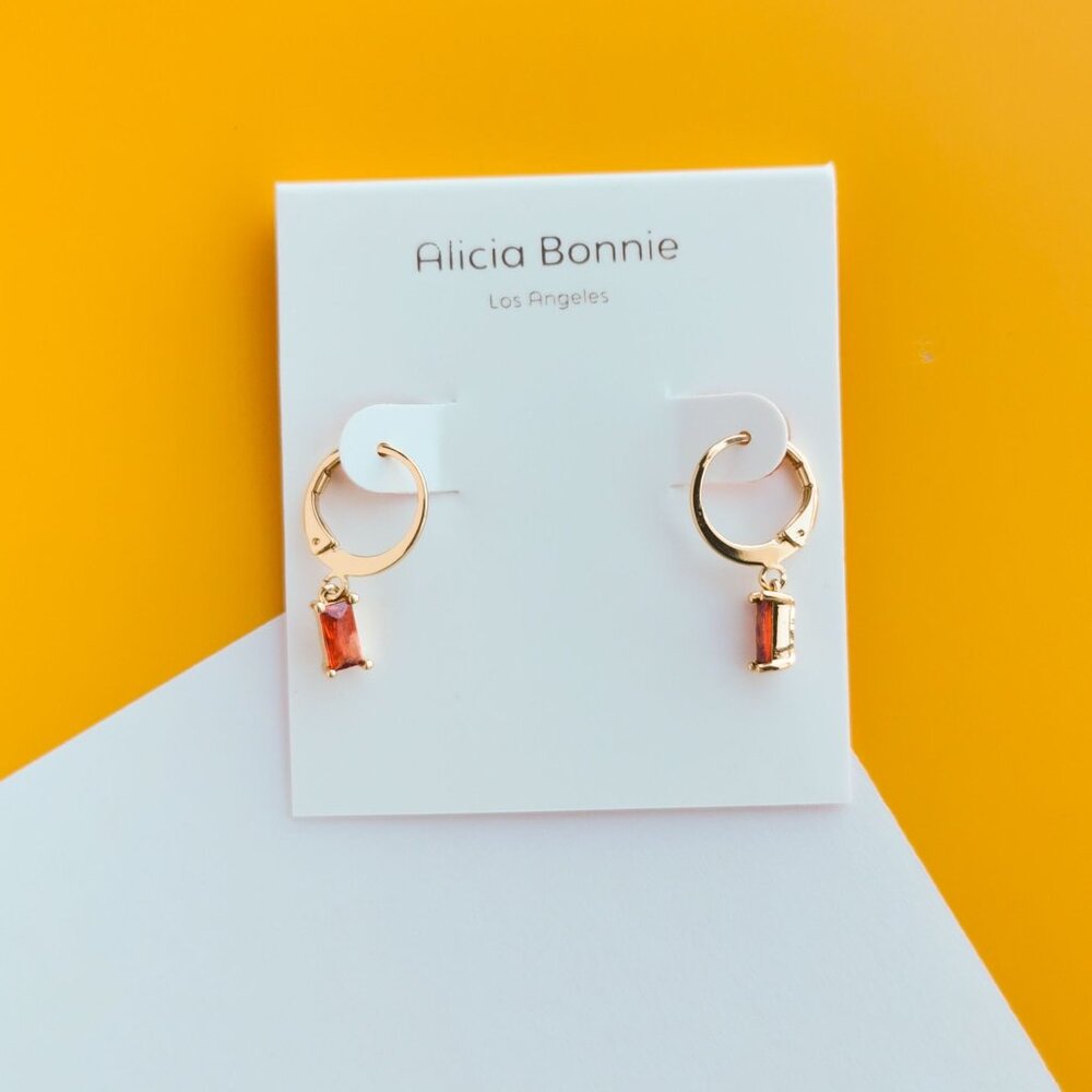 Twinkling Treasure Gold Red Crystal earrings by Alicia Bonnie